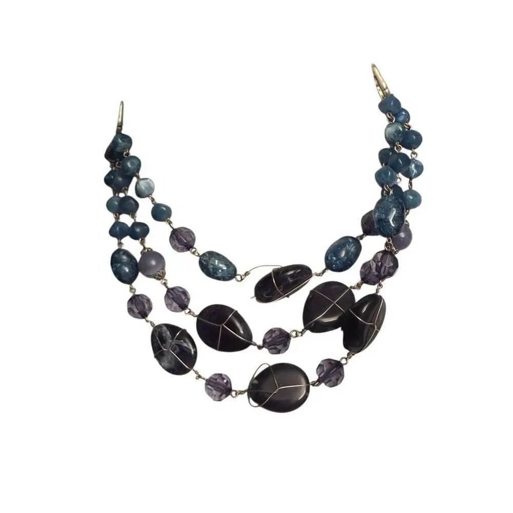 Nordstrom navy stone layered statement necklace